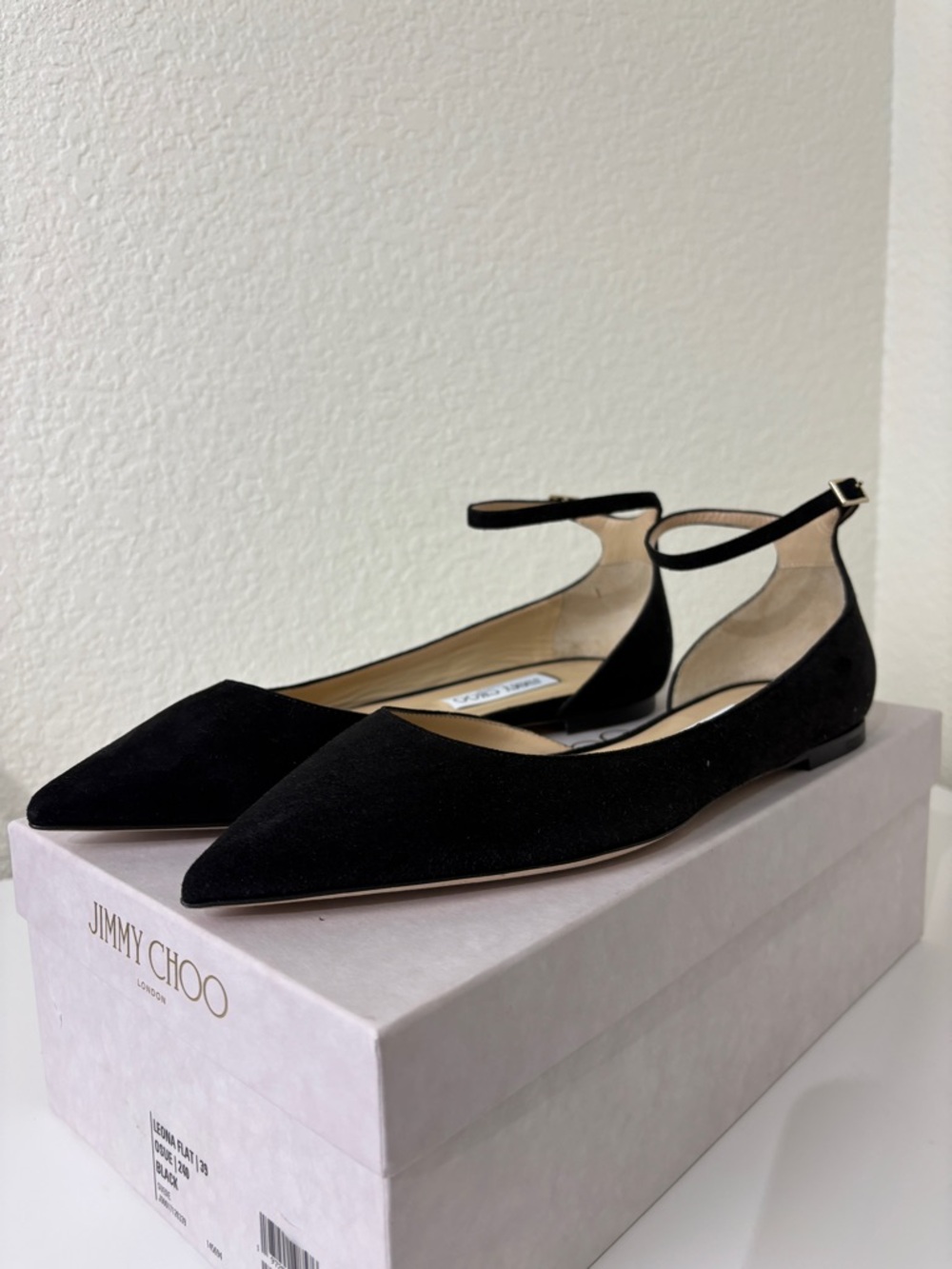 Jimmy Choo Black Suede Lucy Ballerina Flats 39